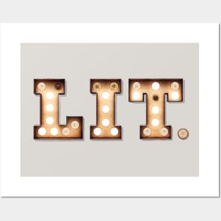 LIT Vintage Marquee Light Bulb Letters Funny Posters and Art
